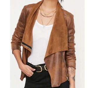 Love Tree Faux Suede Leather Jacket in Brown